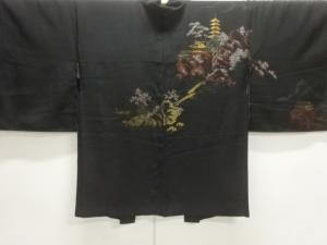 大正ロマン　漆寺塔模様織り出し絵羽織